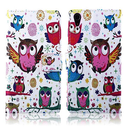 Owl Party Pattern PU Leather Full Body Cover with Card Slot for Sony Xperia Z2