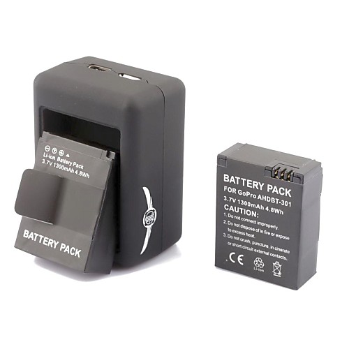 SMJ G-662 Smart Fast Dual-Charging Charger  2x301 Batteries Travelling Set for Gopro Hero3/3