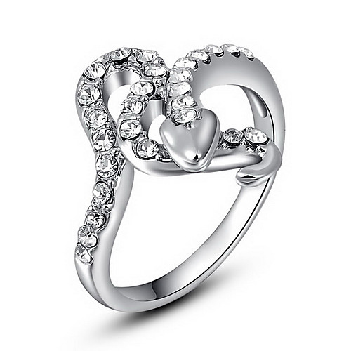 Roxi Exquisite Platinum Plated Black Heart Mosaic Rings(1 Pc)