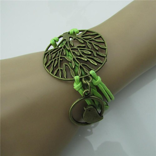 Handmaded Life Tree Birds Pendant Multilayers Leather Bracelets