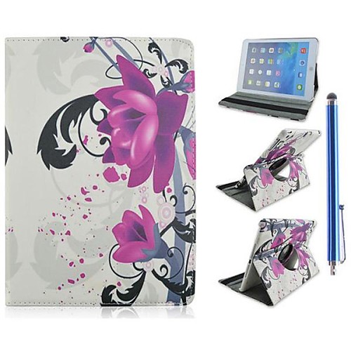 Beauty of The Flower Design PU Leather Full Body Case with Stand and Capacitance Pen for iPad Air