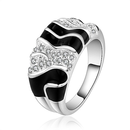 Fashion Women (Round Shape) White Silver-Plated Women Rings (Silver) (1 Pc)