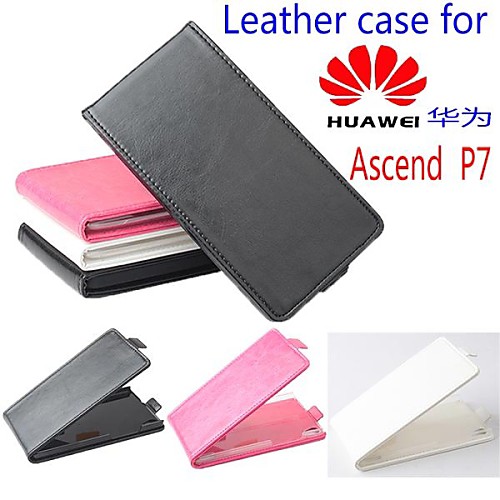 Hot Sale 100% PU Leather Flip Leather Up and Down Case for Ascend P7(Assorted Color)