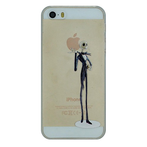 The Skeleton Gentleman Holding Apple Pattern PC Hard Transparent Back Cover Case for iPhone 5/5S