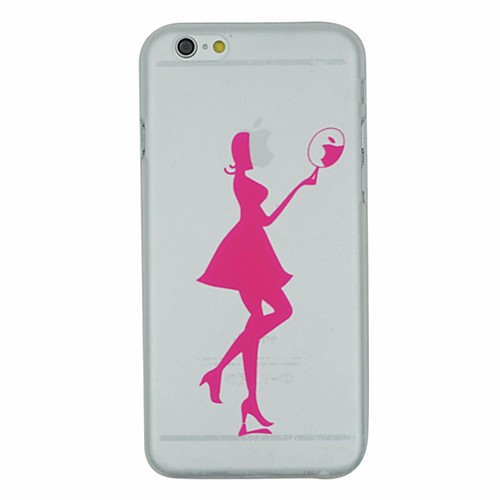 Girl Looking in The Mirror Pattern Transparent Back Cover Case for iPhone 6