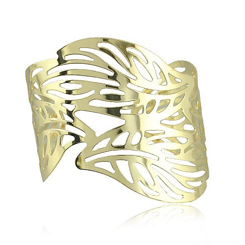 Fashion Contracted Punk Golden Acacia Leaves Hollow Bangle Bracelets