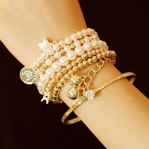 Fashion Multi-level Pyramid Round Pearl Bracelet