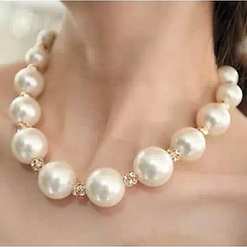 Love Is Your Fashion Luxury Big Pearl Diamond Choker Necklaces Ball