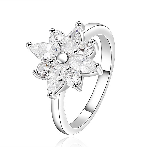 High Quality Women (Flower) White Silver-Plated Women Rings (Silver) (1 Pc)