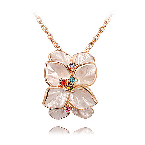 Рокси рождественский подарок моды австрийский кристаллы цветы ожерелье Розовая позолота (1 шт)