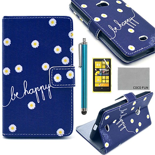 COCO FUN Daisy In Blue Pattern PU Leather Full Body Case with Screen Protector, Stylus and Stand for Nokia Lumia N625