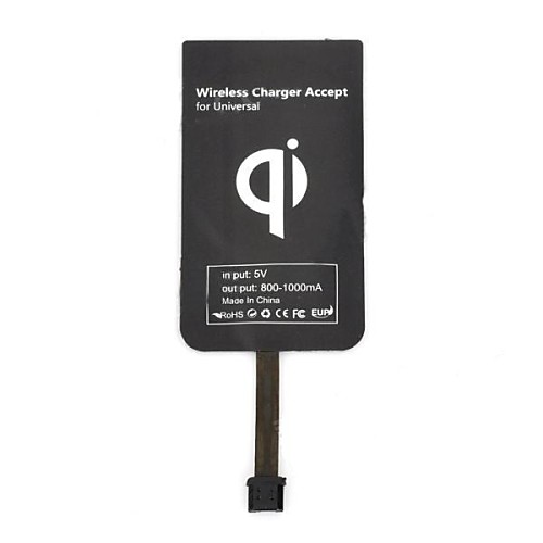 универсальный ци 5V 1000mAh Micro USB беспроводной приемник для Nokia 920 / LG G2 / G3 / Мобильный телефон Samsung - черный