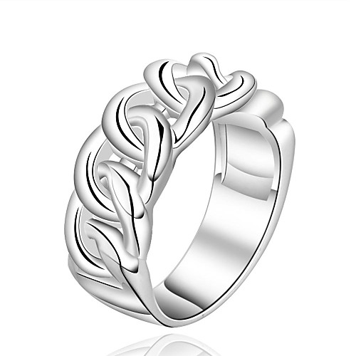 Fashion Women (Zircon Inlaid) White Silver-Plated Women Rings (White) (1 Pc)