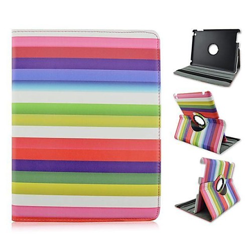 Fashion Color Stripe Pattern PU Leather Full Body Case with Stand  for iPad 2/3/4