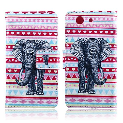 Love Carpet Elephant Pattern PU Leather Full Body Cover with Card Slot for Sony Xperia Z3 Compact/Z3 Mini