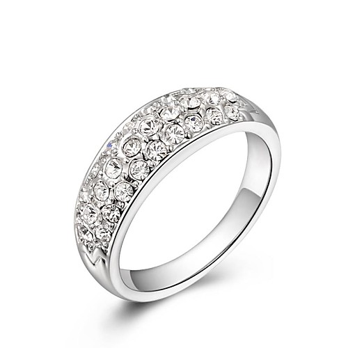 Small Pieces Simulated Diamond Austrian Crystals Rose/White Gold Plated CZ Stone Engagement Ring