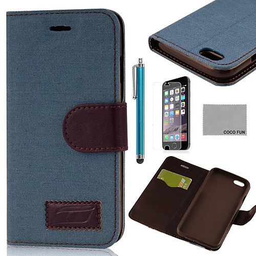 COCO FUN Sky Jean Pattern PU Leather Full Body Case for iPhone 6 6G 4.7 with Screen Protecter, Stand and Stylus