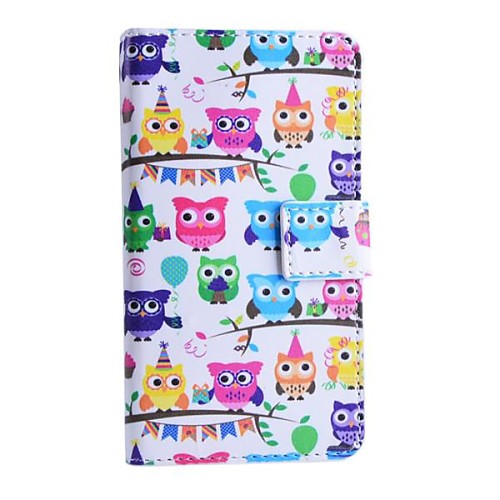 Owl Party Pattern PU Leather Case with Stand and Card Slot for Huawei Y330