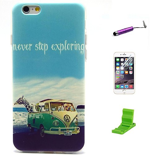 Travel Car Pattern TPU Soft with Screen Protector and Stylus for iPhone 6