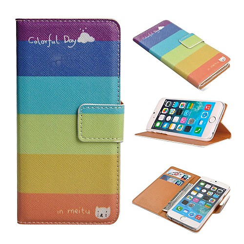 Colorful Days Pattern PU Leather Full Body Wallet Case with Stand and Card Slot Holder Function for iPhone 6