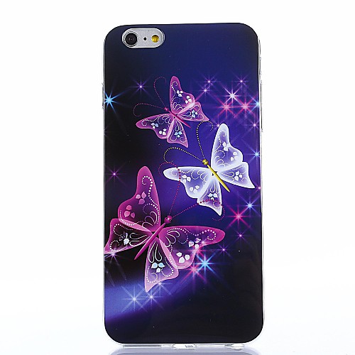 фиолетовый блеск бабочки Pattern Силиконовый мягкий чехол для iPhone 6 Plus