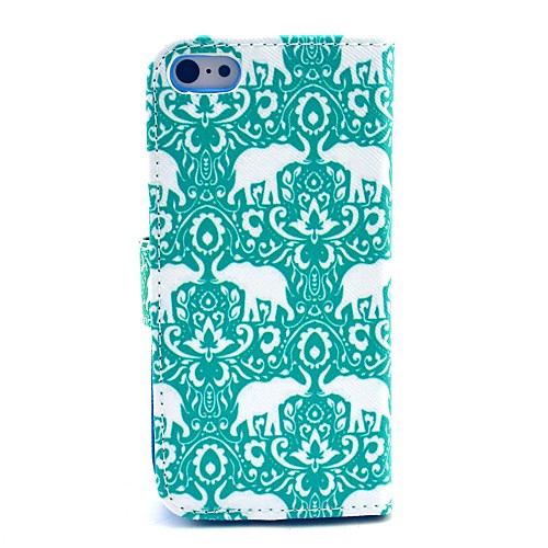 Elephant Carpet Pattern Full Body Case with Stand and Card Slot for iPhone 5C