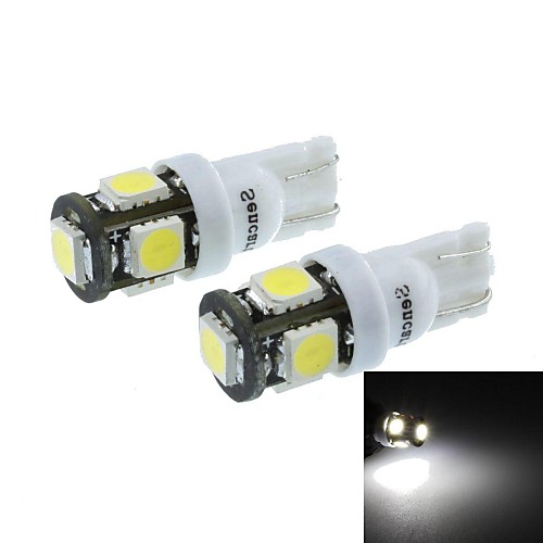 t10 (149 168 W5W) 2,5 Вт 5x5060smd 160-190lm 6500-7500k белый свет для парковки автомобилей лампы (dc12-16v / пара)