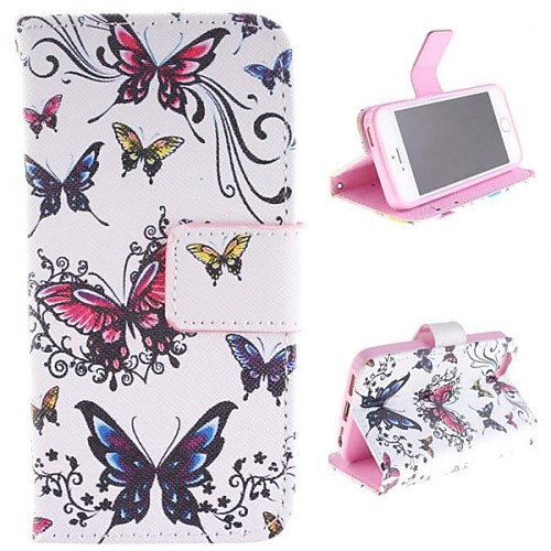 The Butterfly Design Only Color More PU Full Body Case with Stand with Card Slot for iPhone 5/5S