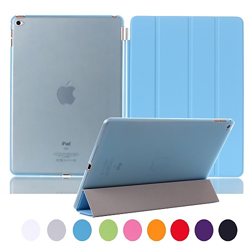 Natusun™ Slim Smart Four Fold The Soft PU Leather Cover Hard Translucent Plastic Shell for iPad Air 2(Assorted Colors)