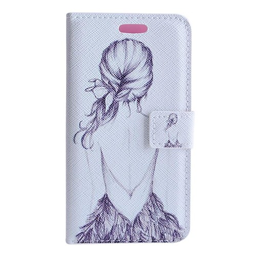 Girl' Back Pattern PU Leather Case with Stand and Card Slot for Huawei Y530/C8813