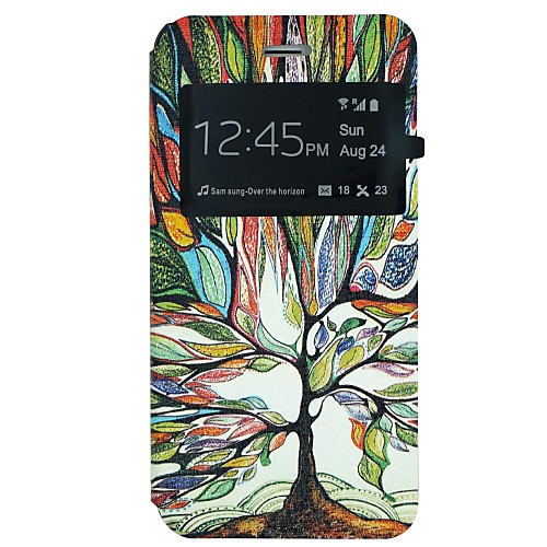 Colorful Tree Pattern PU Leather Open Window Full Body Case for iPhone 6