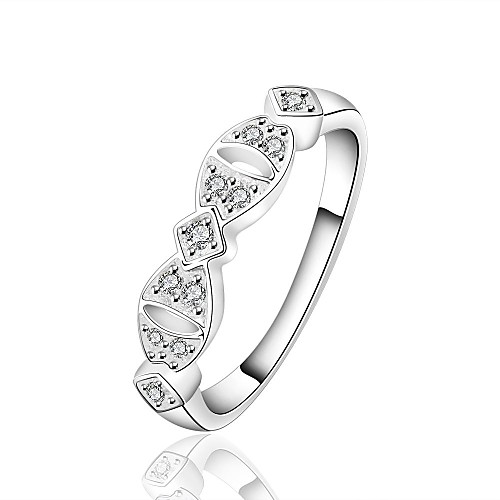 Fashion Design Women (Zircon Inlaid) White Silver-Plated Women Rings (White) (1 Pc)