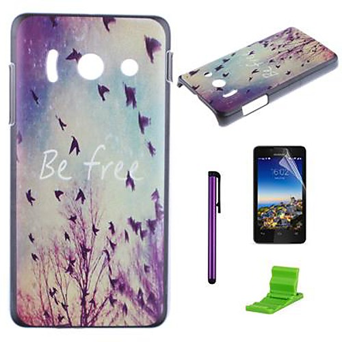 Be Free Pattern PC Hard  Case with Screen Protector,Stylus and Stand for Huawei Y300