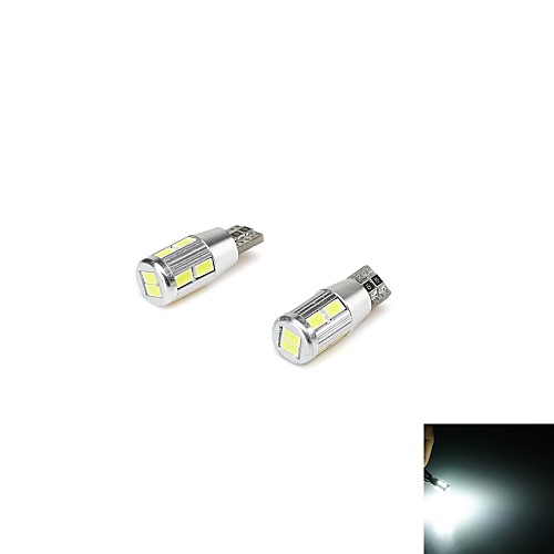 T10 5W 500lm 6000k 10-SMD 5730 LED белый свет автомобиля Ширина лампы / фонарь освещения номерного знака / двери лампа (12-16В / 2 шт)