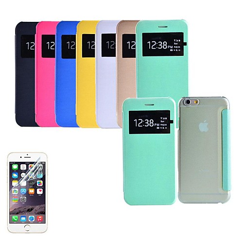 Ultra Thin Transparent Screen Touch PU Leather Full Body Case with Screen Protector for iPhone 6 (Assorted Colors)