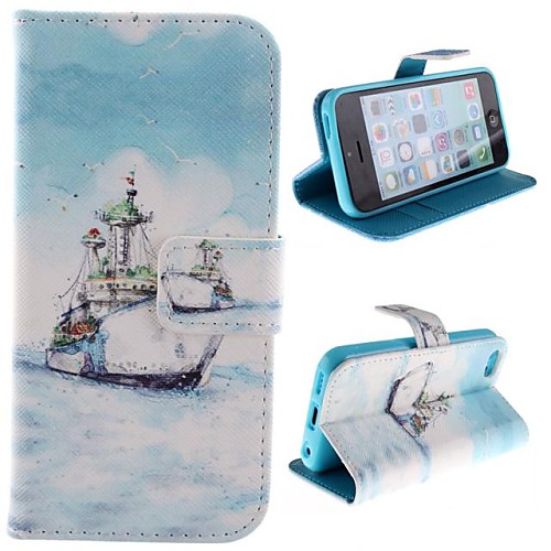 The Ship Design PU Full Body Case with Stand with Card Slot for iPhone 5C