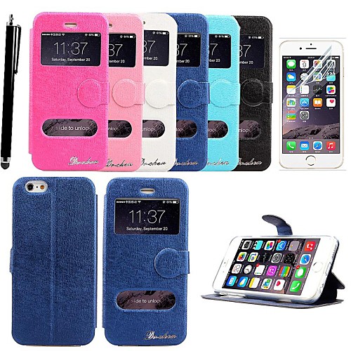 KARZEA Shiny Double Windows Pattern TPU and PU Leather Case with Stand for iPhone 6(Assorted Colors)