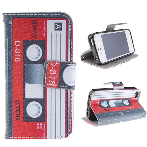 The Tape Design Restoring Ancient Ways PU Leather Case with Card Slot and Stand for iPhone 4s