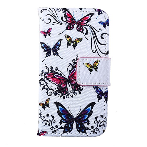 Colorful Butterflies Pattern PU Leather Full Body Case for iPhone 4/4S