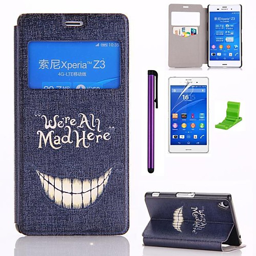 Cartoon Crazy Teeth Pattern PU Leather Case with Screen Protector,Stylus and Stand for Sony Xperia Z3 L55T