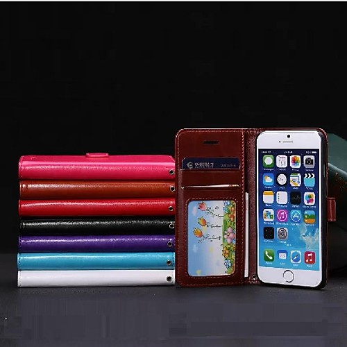 гладкой кожи шаблон PU кожаный бумажник откидная крышка с гнезд для iPhone 6 Plus (разные цвета)
