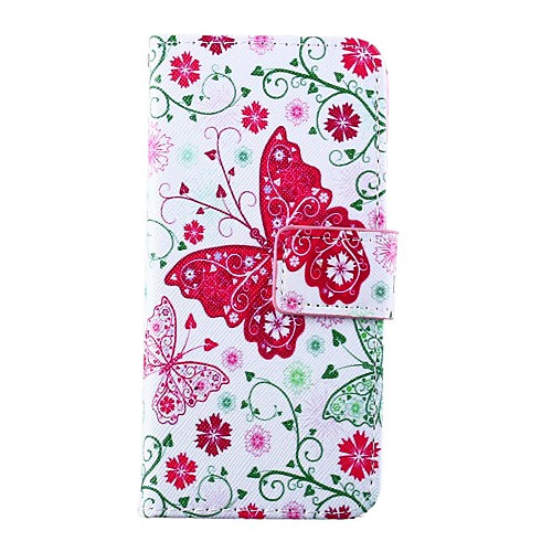 Butterfly Flower Pattern PU Leather Full Body Case for iPhone 6