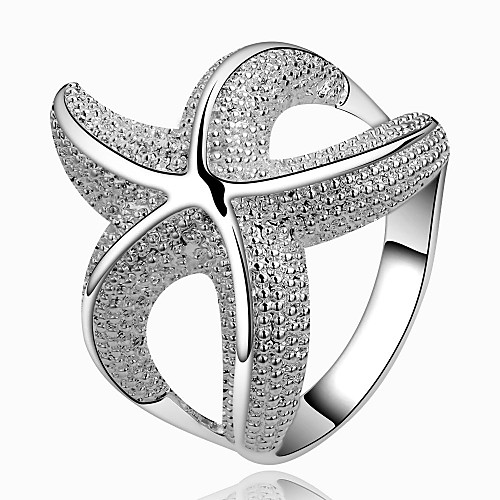 Fashion Women (Zircon Inlaid) White Silver-Plated Women Rings (White) (1 Pc)