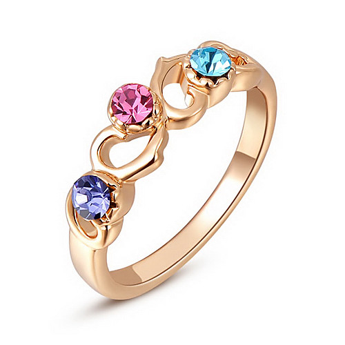 Roxi Exquisite Rose-Golden Colorful With Aaa Zircons Statement Rings(1 Pc)