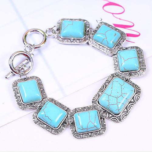 Coway Square Multiple Beaded Turquoise Bracelet