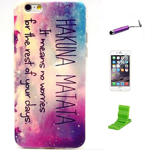 HAKUNA MATATA Pattern TPU Soft with Screen Protector and Stylus for iPhone 6