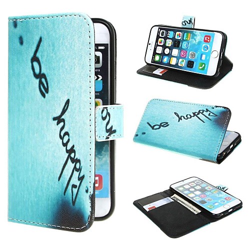 Be Happy PU Leather Case Cover with Stand and Card Slot for iPhone 6