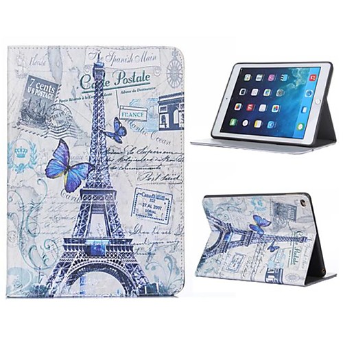 The Eiffel Tower and the Butterfly Design PU Full Body Case with Stand for iPad Air 2