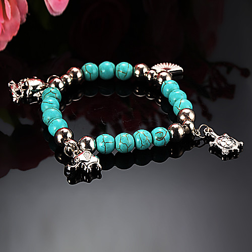 Classic Elphant Skull Green Resin Strand Bracelet(1 Pc)