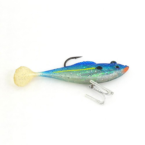 2pcs Lifelike Blue Green Silicone Soft Fishing Lure Swimbait Bait Bass Grouper Catfish Killer Bait 3.94